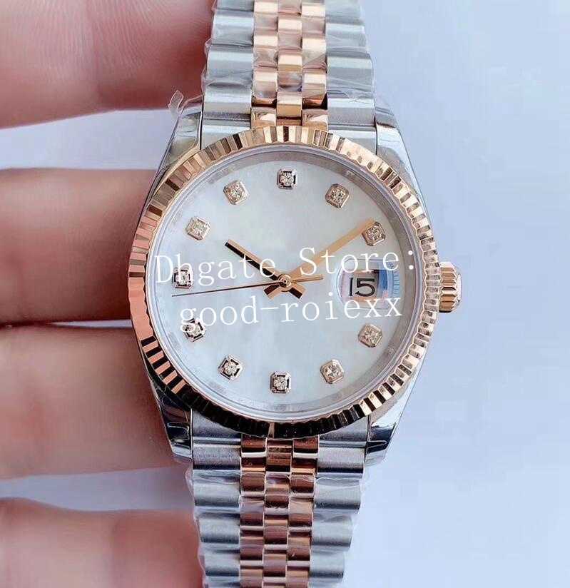 

12 Style Watches Men Rose Gold 36mm Watch Automatic Cal.3235 Eta Men's 126231 Gray Mother Of Pearl Dial 116231 EW Steel Jubilee Bracelet