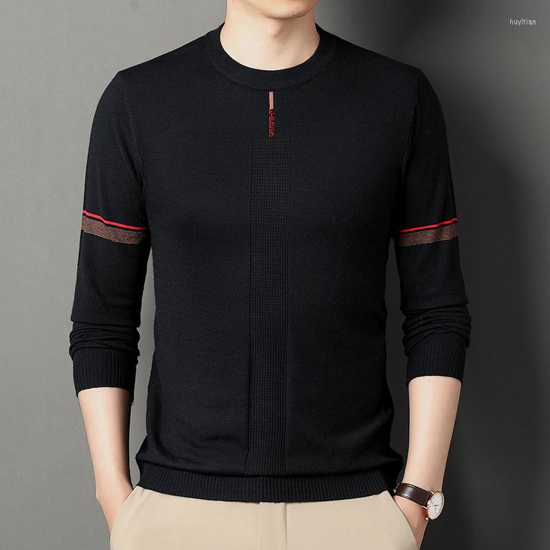 

Men's Sweaters High Quality Pullover Original Designer Men's Knit Sweater Trend Products Crew Neck Geometric Pattern European Fashion, Black