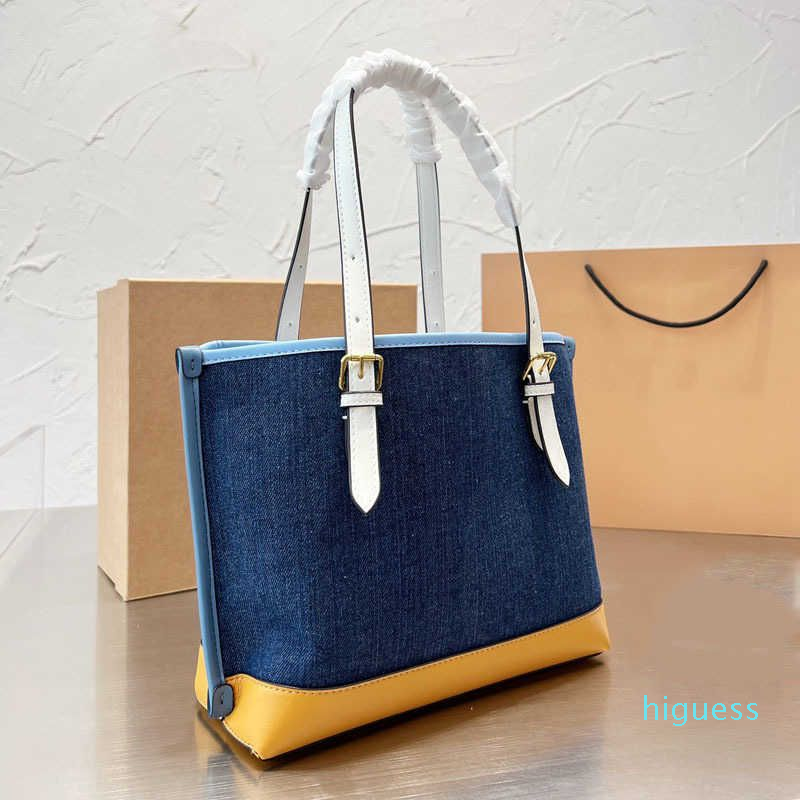 

Totes Vintage Tote Bags Women Handbag Shoulder Bags Solid Color Leather Designer Crossbody Female luxury Shopping Bags, Blue print--28*23cm