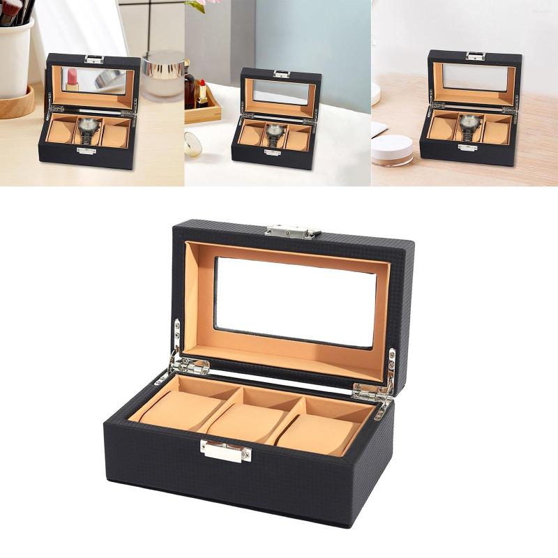 

Watch Boxes 3 Grids Box Case Holder With Lock Catch Packaging Es Storage Organizer Showcase Travel Gift For Wristes