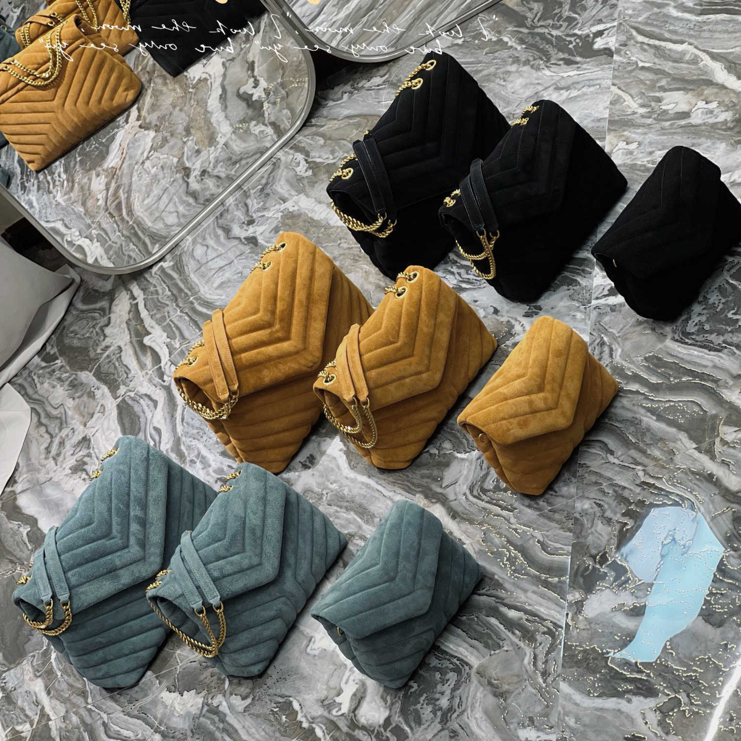

Chain One LOULOU Shoulder Messenger Bag Quilted Matte Suede Handle Bag Fashion Design Wallet Black Miaoqibags Classic Recommendation S7XD, No bag