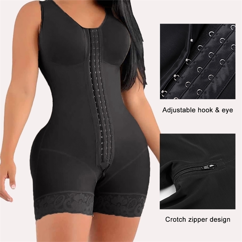 

Waist Tummy Shaper Fajas Colombian Womens Shapewear Slimming Skims Butt Lifter Full Body Shaper Bbl Tummy Control Bodysuit Crotch Ziper Design XS 221011, Black