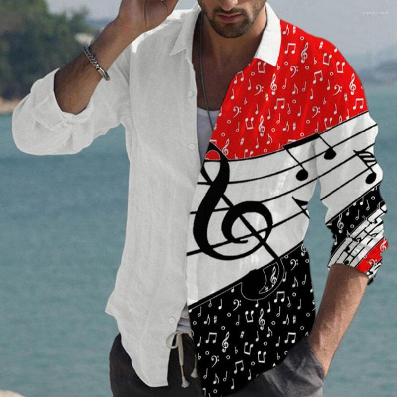 

Men' Casual Shirts Fashion Cool Musical Note 3d Digital Printing Men' 2022 Spring And Autumn Long Sleeve -4XL Tops Clothes
