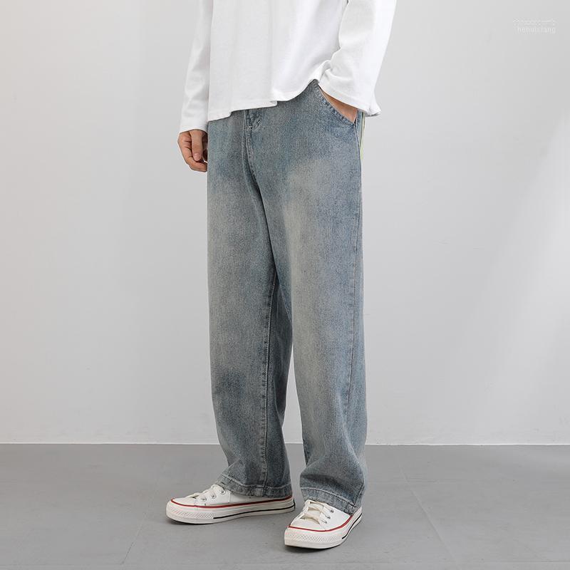 

Men's Jeans Men's Male Spring And Autumn Ins Port Style Retro Wide-leg Trousers Tide Brand Wild Loose Straight-leg Pants, Blue