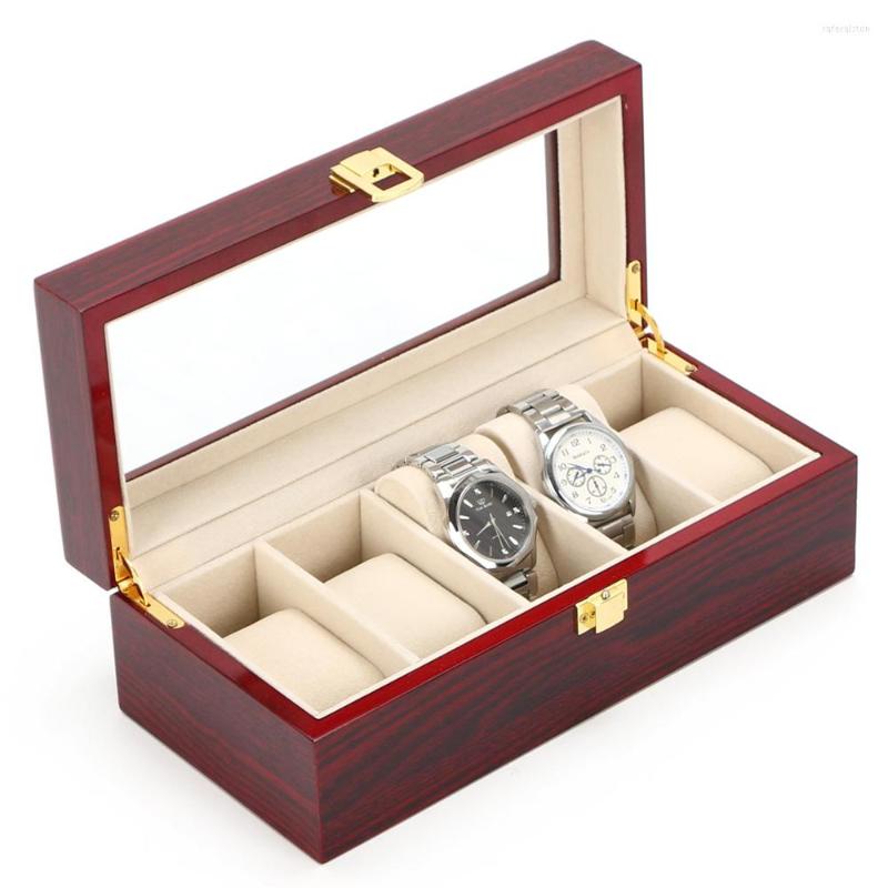 

Watch Boxes 5 Slots Wood Storage Box Case Mechanical Wooden Display Organizer Jewellry Holder