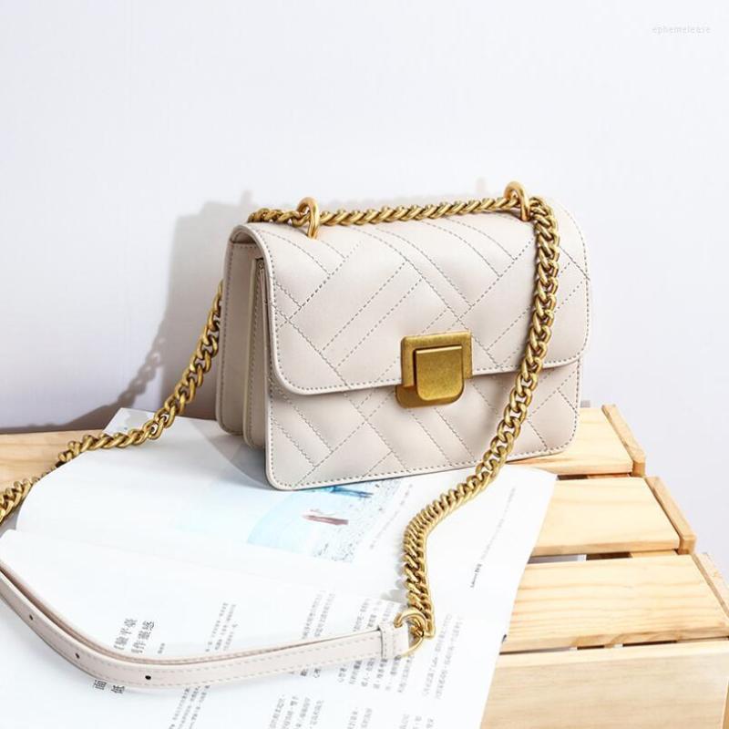 

Evening Bags 2022 Trending Genuine Leather Crossbody For Women Hand Bag Designer Ladies Small Chain Shoulder Handbags, Beige