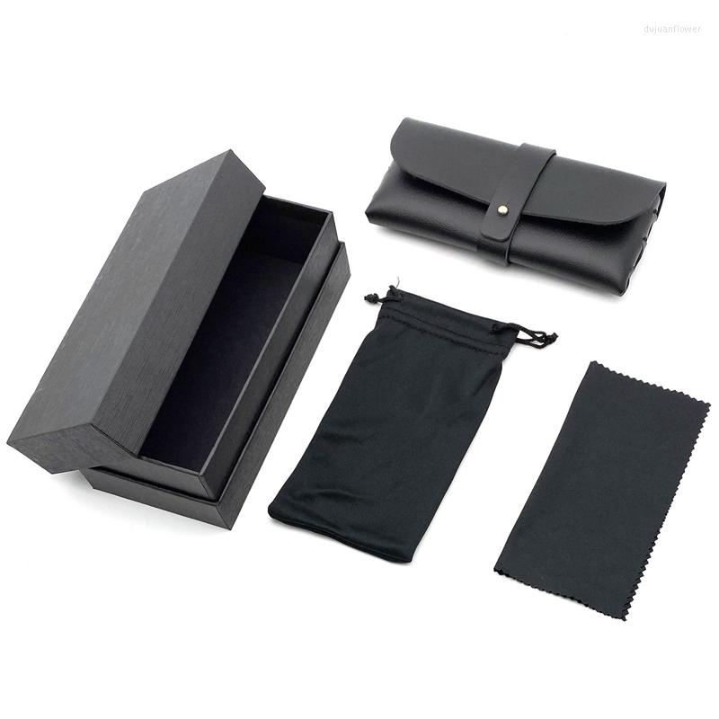 

Watch Boxes Black Glasses Bag With Cleaning Cloth Portable PU Leather Soft Case Scratch-Resistant Sunglasses