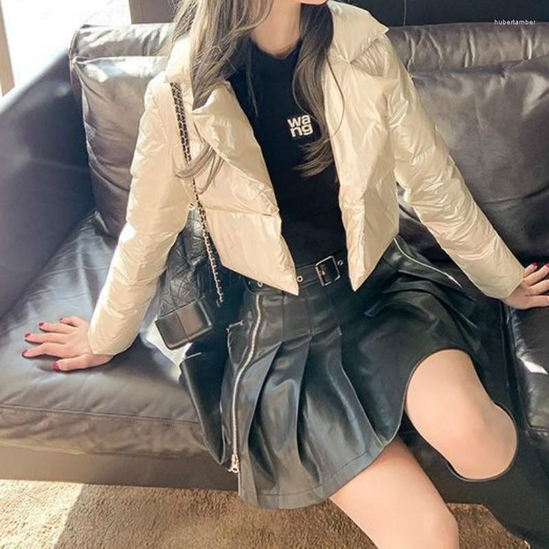 

Women' Down Hooded Parka Puffer Jacket Solid Cropped Bubble Coat Ladies Fashion Polyester Clothing Short Streetwear Women Winter Coats, White