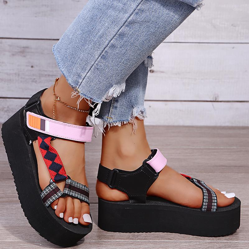 

Dress Shoes Sandals Women's Thick Soles2022Summer Casual Flat One Line Button Large, Green