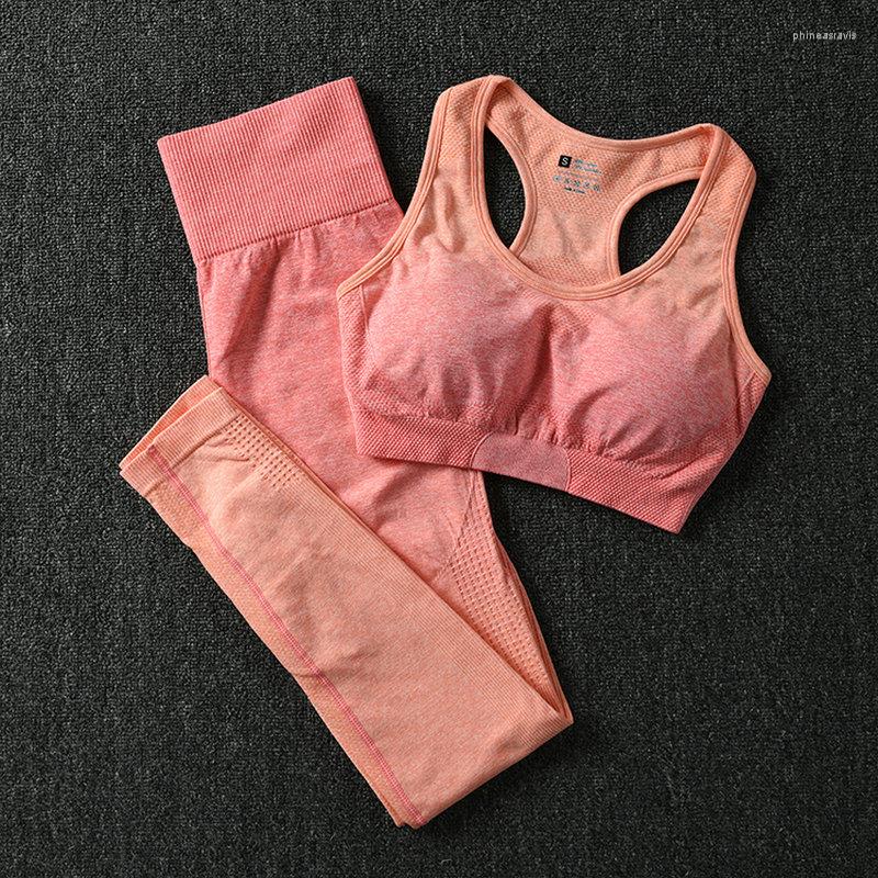 

Active Sets Yoga Set Gym Clothing Ombre Seamless Leggings Sports Bra Workout Suit Women Energy Fitness Sportswear Wear Tights, Blue