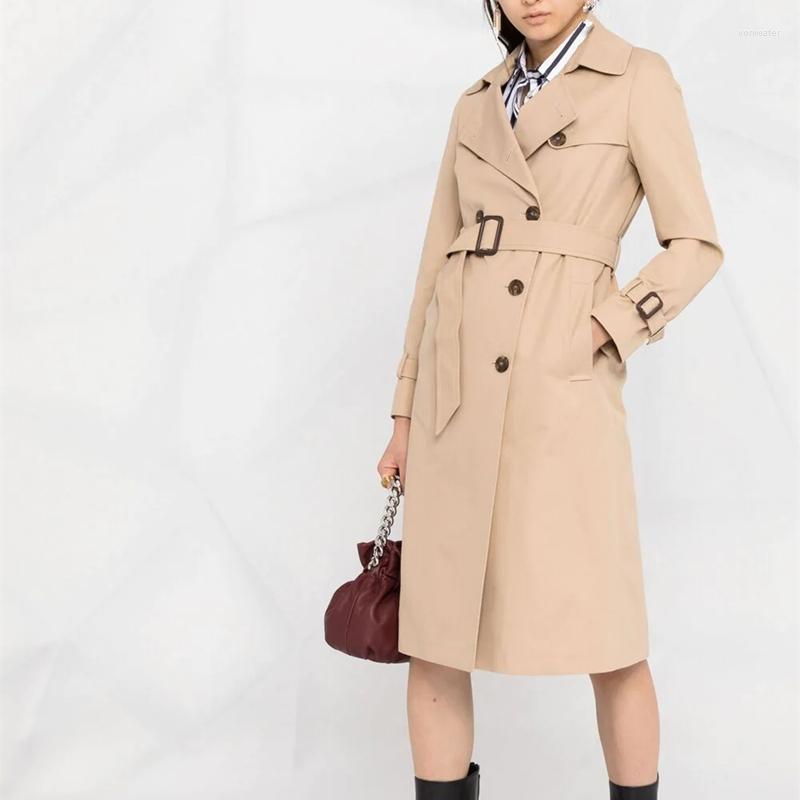 

Women' Trench Coats Brand Quality Khaki Windbreaker Female Spring Autumn Arrival Elegant Double Breasted Long Coat 2022 Women' With