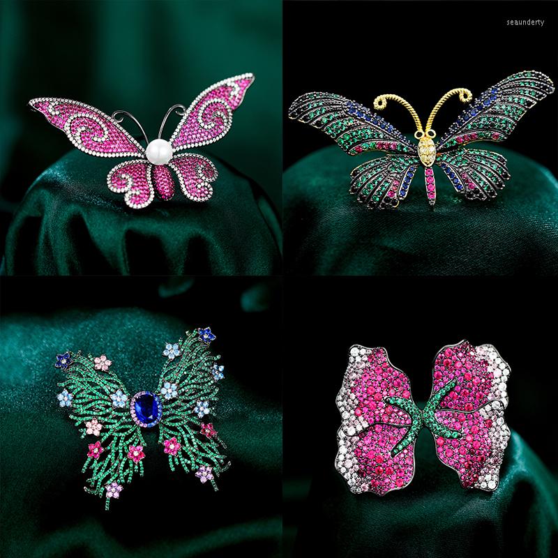 

Brooches 2022 Light Luxury Cubic Zirconia Butterfly Pins Gorgeous Insect High-grade CZ Suit Pin For Woman Accessori Jewelry