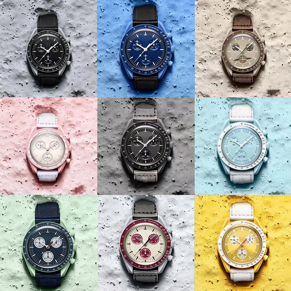 

Moonswatch Bioceramic Planet Moon Quarz Watch Mission To Mercury 42mm Full Function Chronograph Luxury Mens Ladies couple joint name fashion