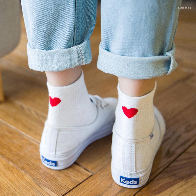 

Women Socks 5 Pairs Long Girls Cotton Colorful Novelty Fashion Heart Cute Lady Ankle Korea Style Breathable Sweet, Gray