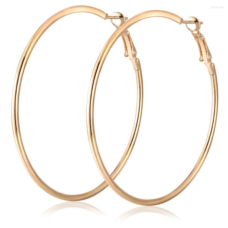 

Hoop Earrings European Big For Women Yellow Gold Filled Temperament Simple Dia 5cm
