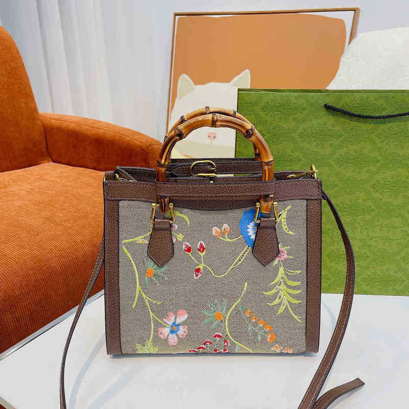 

Shoulder Bags GBAG Embroidered Bamboo BagTote Bag Designer Handbag Women Shopping Crossbody Bags Ladies Wallet Fashion Flower Handbags Purses 221011, Ggbag-brown-27*11*23cm
