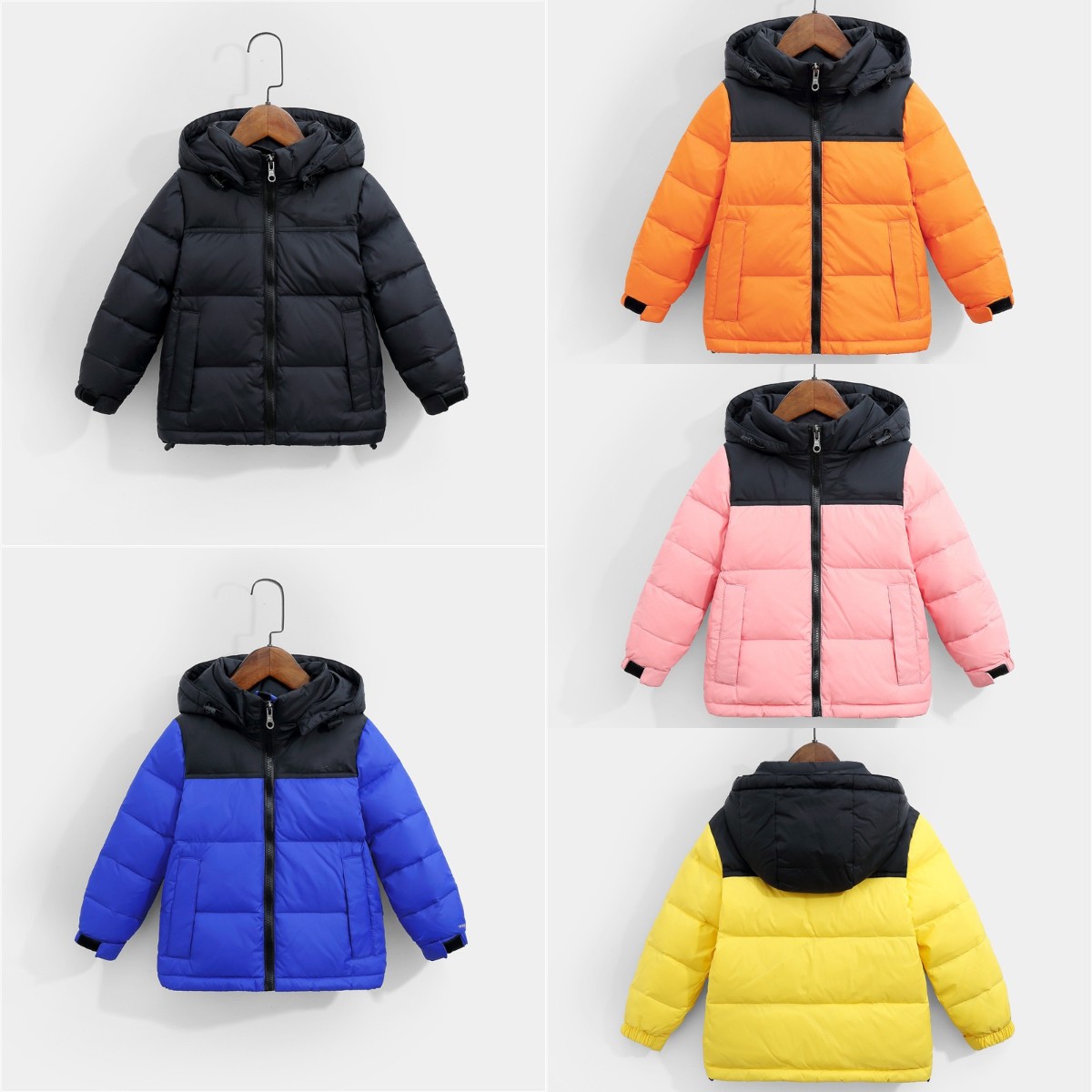 

KID Chilren puffer down jackets Stylist Coat Parka Top Quality Classic hooded Jacket Thick Down outer Coats boy girl Windproof Outerwear Removable hat Size 110-160, Mixed or list color u need;t10112