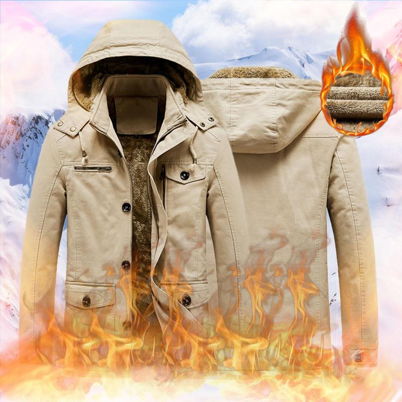 

Men's Jackets Men's Autumn And Winter Coat Casual Stand-up Collar Warmth Velvet Thick Hooded Cotton Pocket, Black