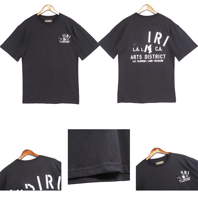 

Men' T-Shirts European and American large summer short sleeve American high street heavy weight t-shirt fashion brand top round neck men' loose clothes, Black with white