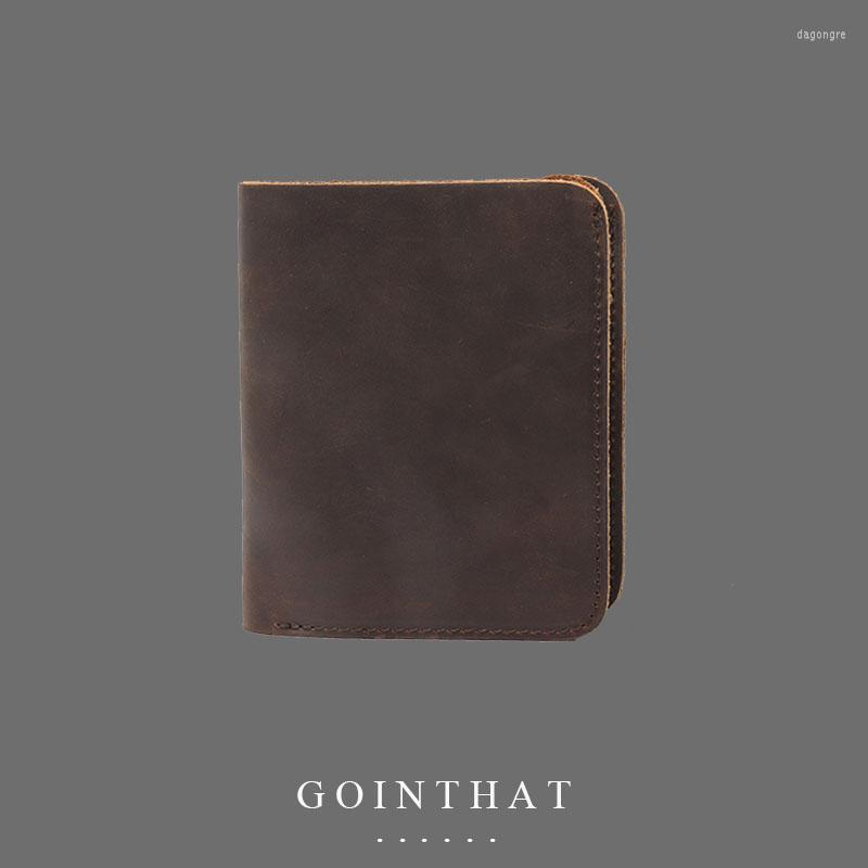 

Wallets Vintage Men Leather Wallet Short Slim Male Purses Money Holders Handmade Genuine Cowhide Casual Portefeuille Hommer, Black