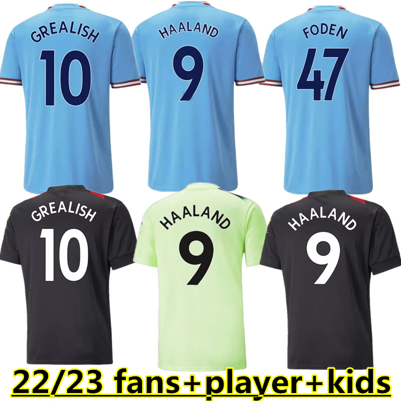 

22 23 HAALAND SOCCER JERSEYS GREALISH STERLING MANS CITIES MAHREZ fans player version DE BRUYNE FODEN 2022 2023 football tops shirt kids kit sets uniform 666, Purple
