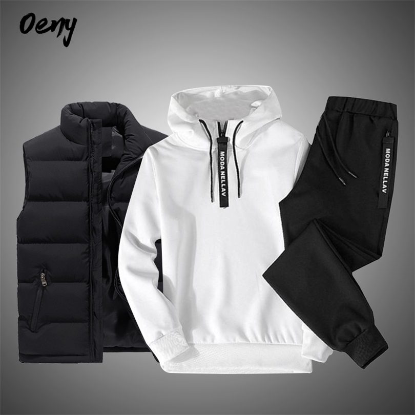 

Mens Tracksuits Solid Color Mens Sportswear Sets Patchwork Zipper Tracksuit Men Casual Hooded Sweatshirt HoodiesVestPants 3PC Jogging Suits 221010, Summer set
