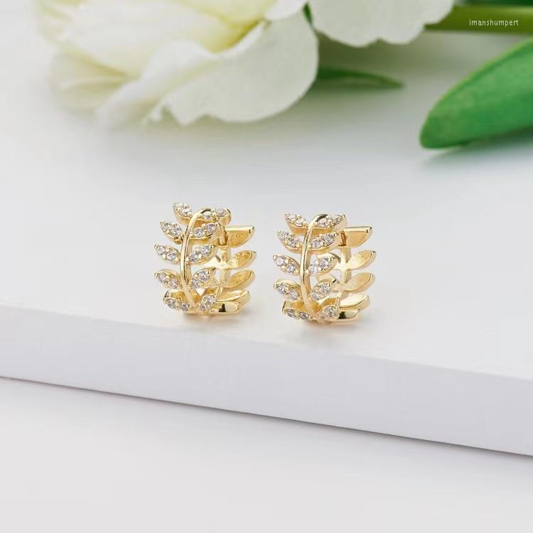

Hoop Earrings 10Pairs/LOT Fashion Zirconia Crystal Classic Gold Color Leaf Charms For Women Jewelry Gift