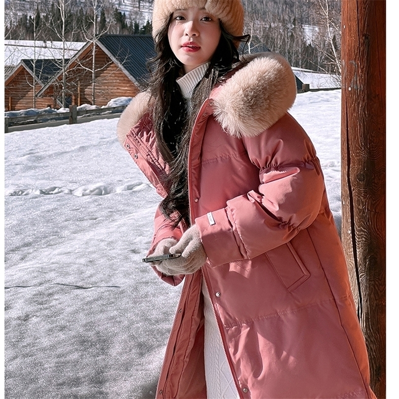 

Womens Down Parkas Women Clothing Down Length Pink Jacket Baggy Winter Waterproof Warm Thicken Feather Down Female Hooded Puffer Coat Outwear Tops 221010, Black