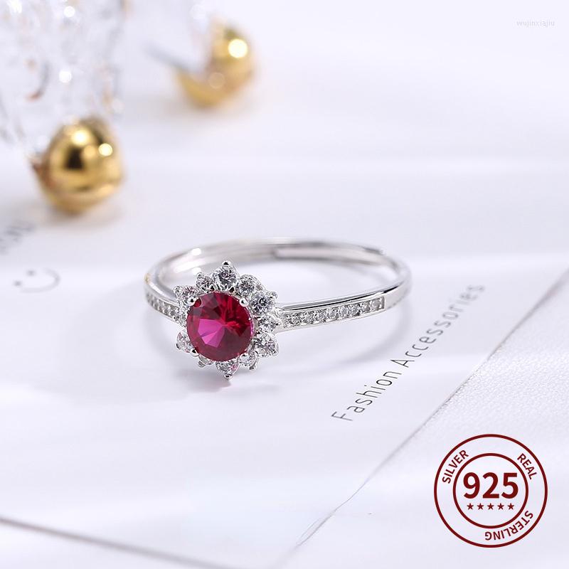 

Wedding Rings Women Jewelry Ruby Female 925 Sterling Silver Sunflower Zircon Diamond Engagement JewelryGifts