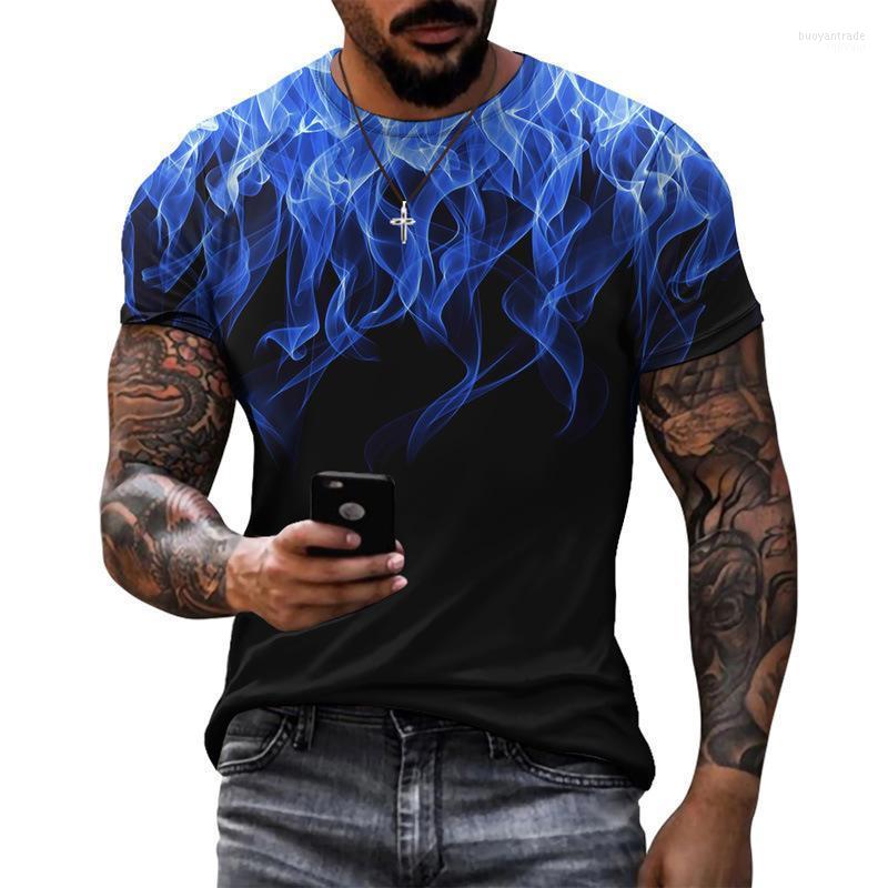 

Men's T Shirts Men's T-Shirts Flame T-shirt Summer Fashion Short-sleeved 3D Round Neck Tops Smoke Shirt Trendy, Weijun-1085