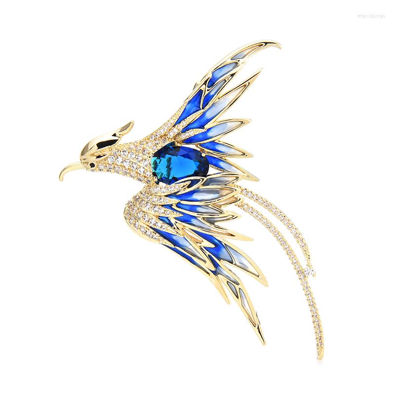 

Brooches Wuli&baby Luxury Cubic Zirconia Phoenix Bird For Women Men 4-color Top Quality Animal Party Office Brooch Pin Gifts