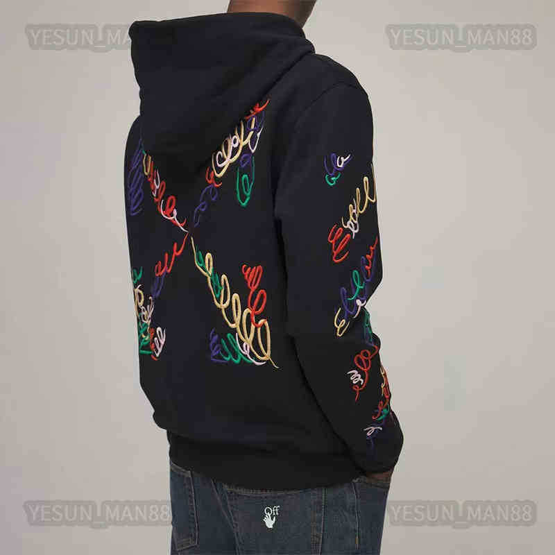 

Designer Luxury Off Classic Hoodie Coloured Arrow Embroidery Print Couples Of Black White Men And Women High Street Casual Sweater Hooded, 15