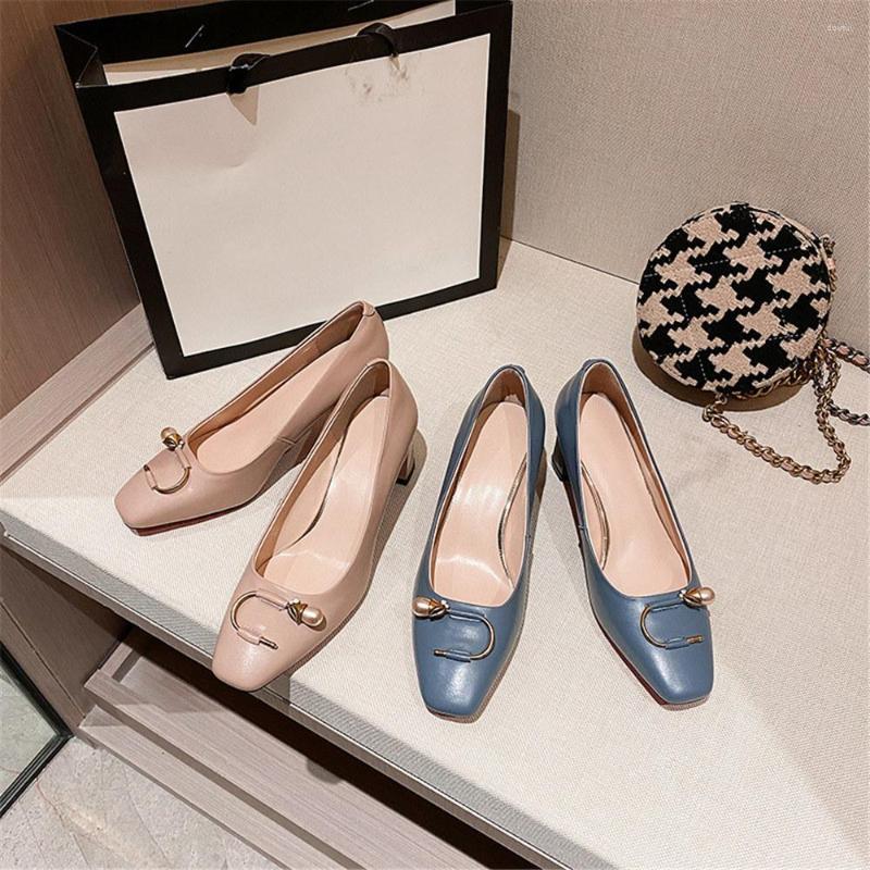 

Dress Shoes Fashion Women's Square Toe Shallow Pumps Metal Decoration Design
