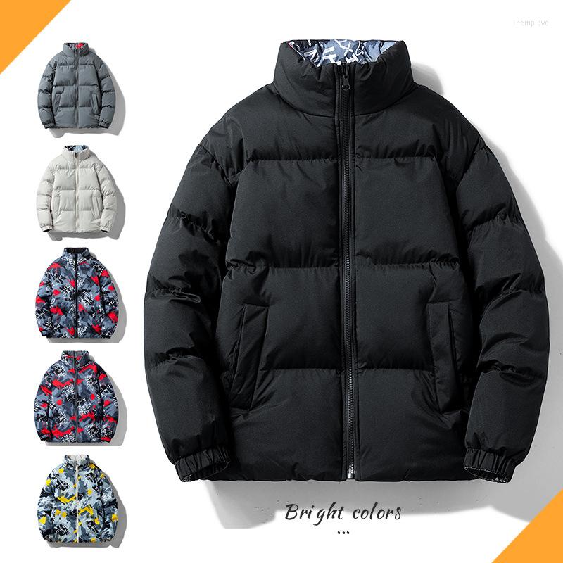 

Men's Down Short Thick Padded Jacket Warm Winter Wear On Both Sides, Gray