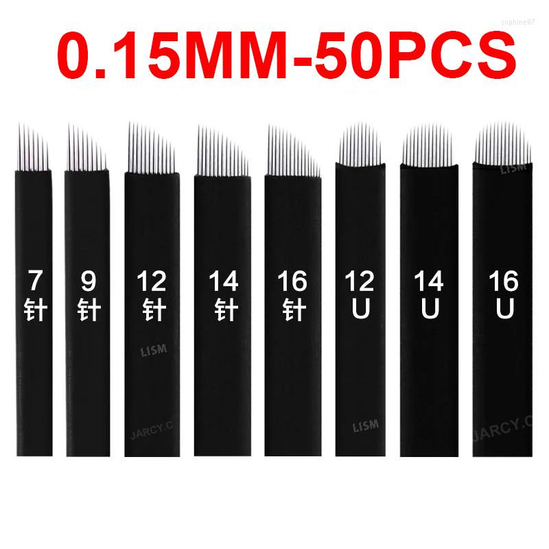 

Tattoo Needles 50pcs 0.15mm Black 12/14/16/18 Flex U Laminas Nano Tebori Microblading Blades Permanent Makeup Supplies For Eyebro