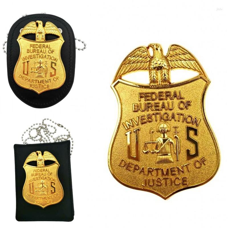 

Brooches Universal Detective Leather Badge Holder With Chain & Clip For Men Gift Cos Badgeholder Collectible Props Accessories