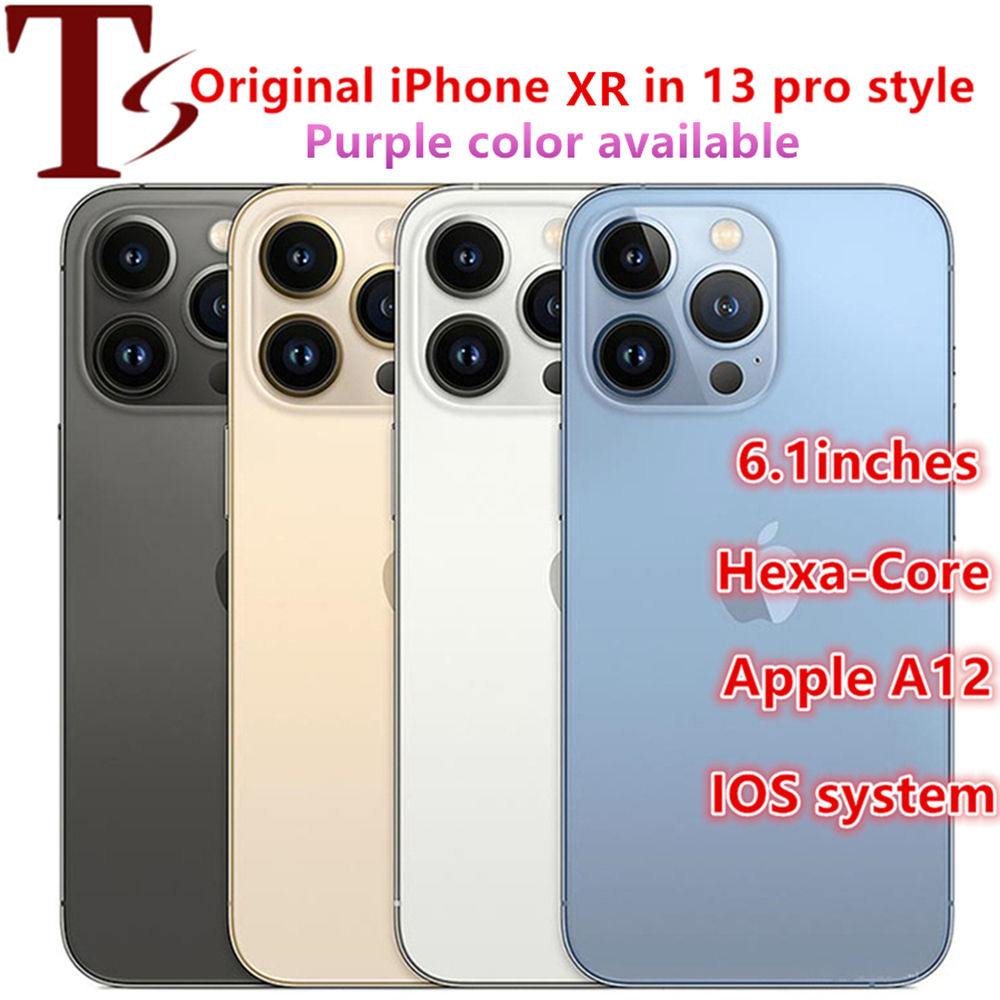 Apple Original iphone XR in iphone 13 pro style phone Unlocked with iphone13 box&Camera appearance 3G RAM 64GB 128GB ROM smartphone