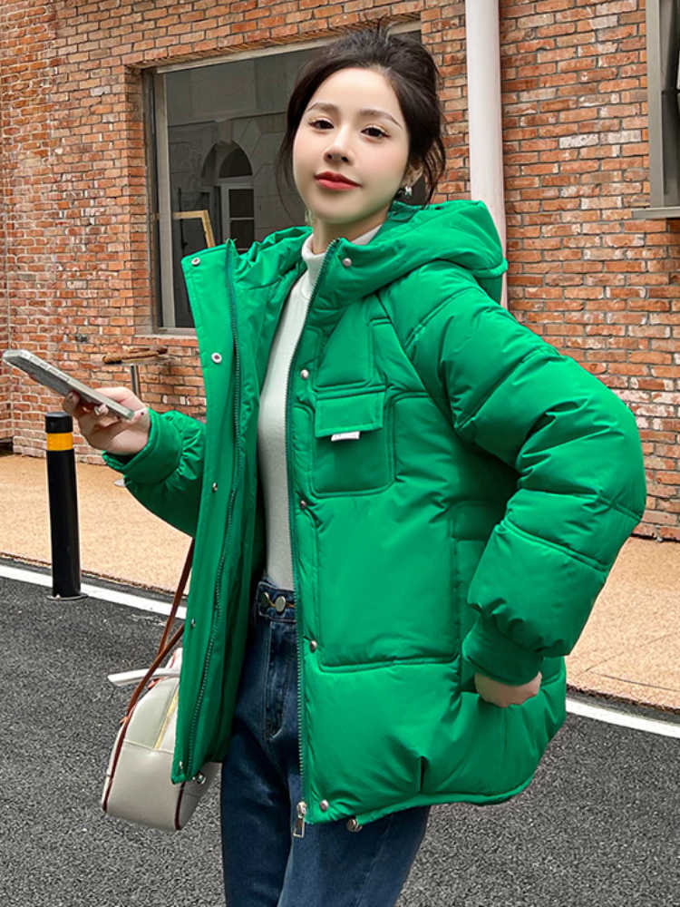 

Women's Down Parkas Winter Puffer Jacket for Women 2022 Hooded Cotton Padded Solid Super Warm Oversized Bubble Coat Top Quality Factory Supply Sales T221011, Light green coat