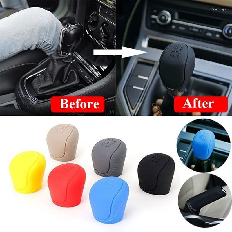 

Interior Accessories Silicone Gear Shift Knob Cover Set Non Slip Grip Handle Case Automobiles Collars Car