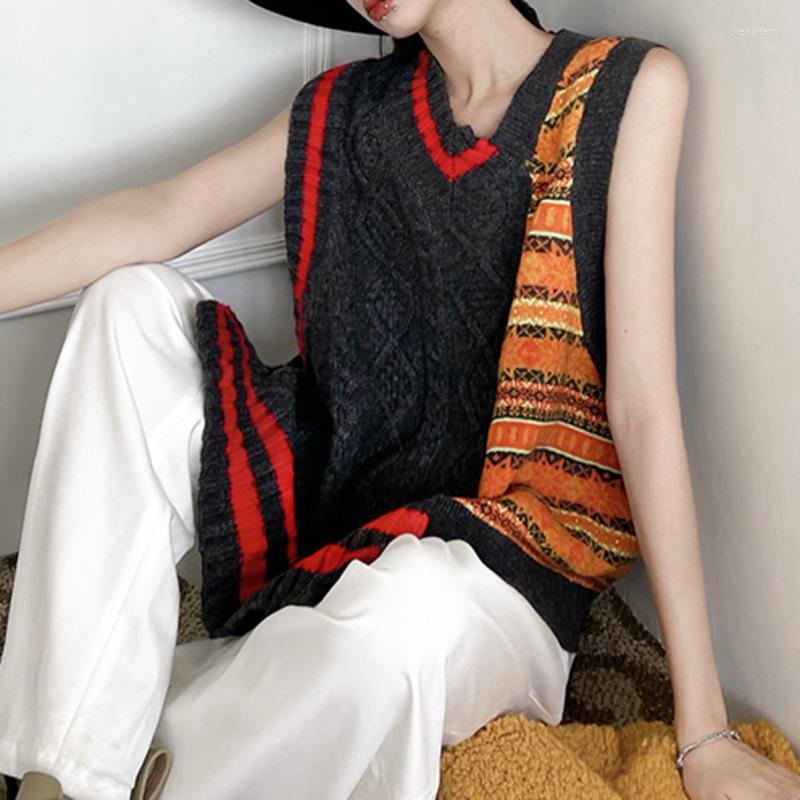 

Women's Vests XUXI Women Irregular Hem Vest Spring Autumn 2022 Short Streetwear Fashion Stitching Korean Knitting Coat E3193, Picture color