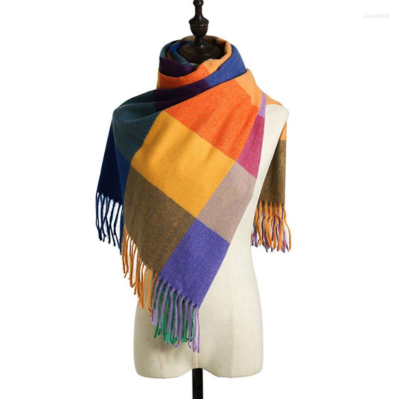 

Scarves Winter 2022 Women Muffler Women's For The Neck Luxury Keep Warm Casual Tassels Fashion Simple Plaid Shawl