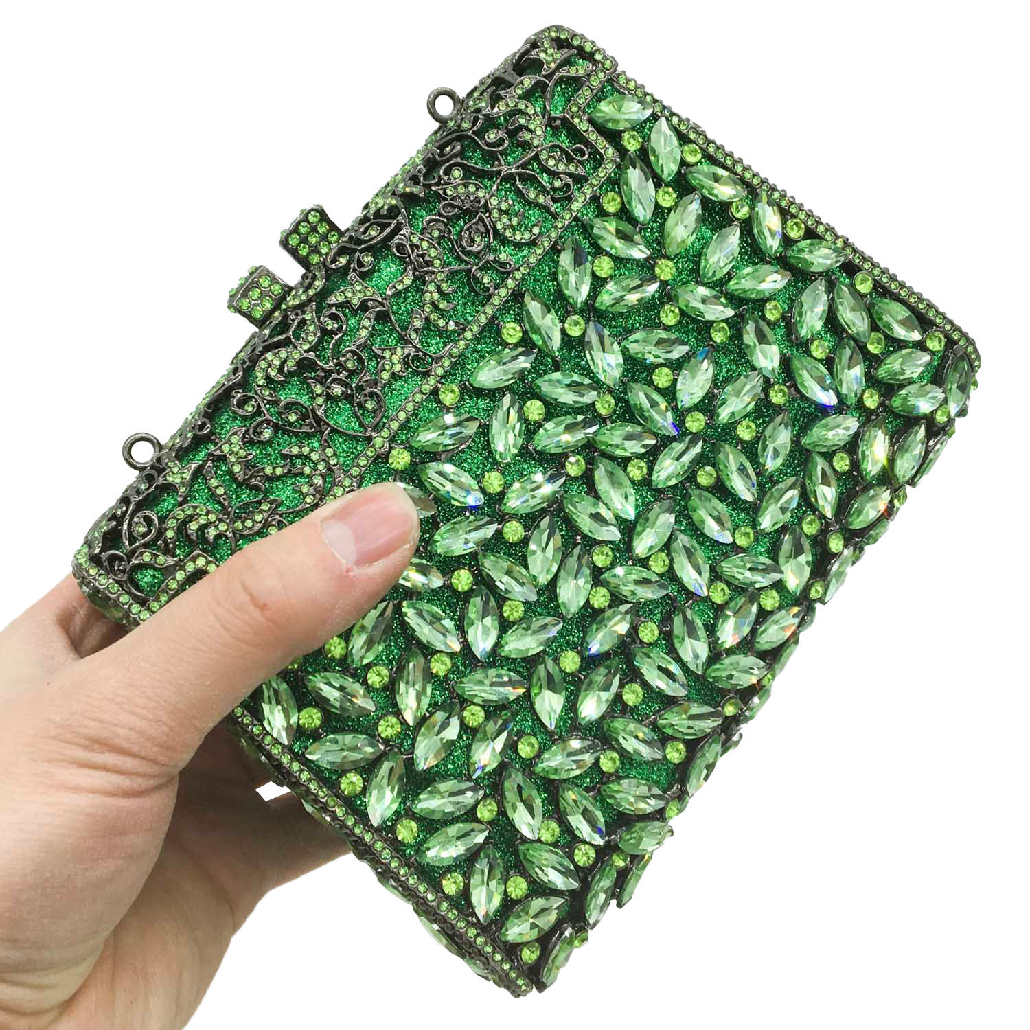 

Evening Bags Women Green Crystal Clutch Evening Bags Formal Dinner Bridal Purse Party Dinner Diamond Box Handbags 221010