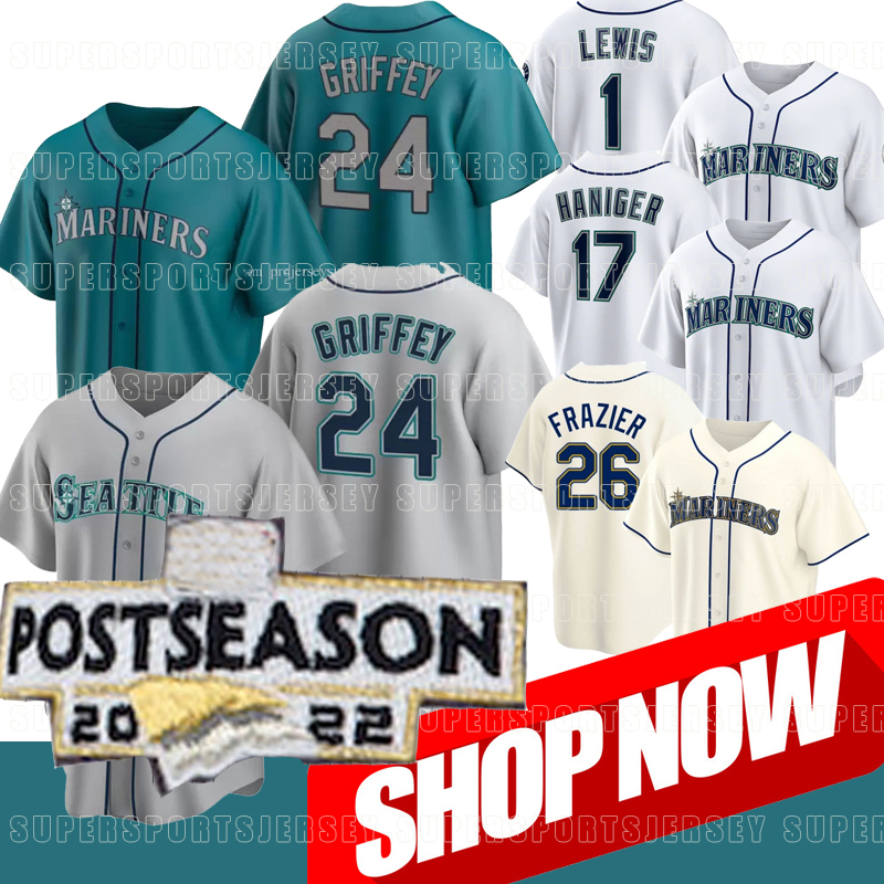 

Custom Mariners Jerseys Men Women Youth Eugenio Suarez Adam Frazier Julio Rodriguez J.P. Crawford Ty France Jesse Winker Ken Griffey Jr. Carlos Santana 1, Style as picture