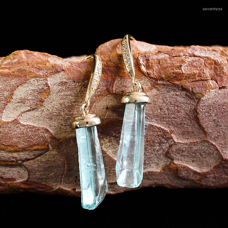 

Dangle Earrings 2022 Luxury Sea Blue Zircon Long Drop Women's Fashion Gold Color Lcicle Shape Wedding Earring Brincos Bijoux Z3D298