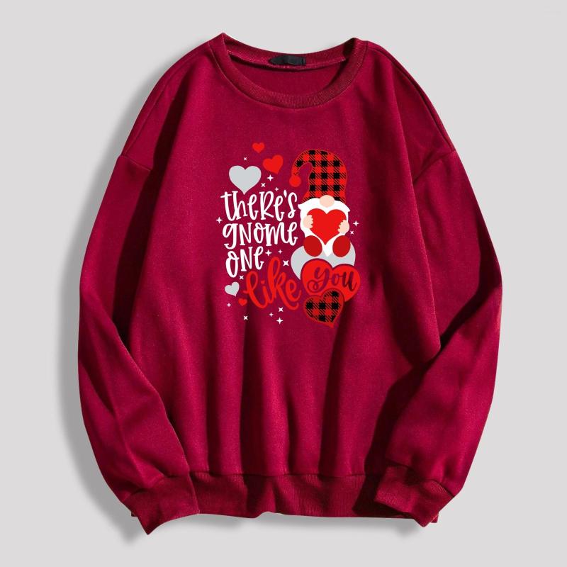 

Women' Hoodies Winter Valentine' Day Print Pullover Women Harajuku Crewneck Sweatshirt Gnomes Letter Printing Loose Korean Style Hoodie, Bk