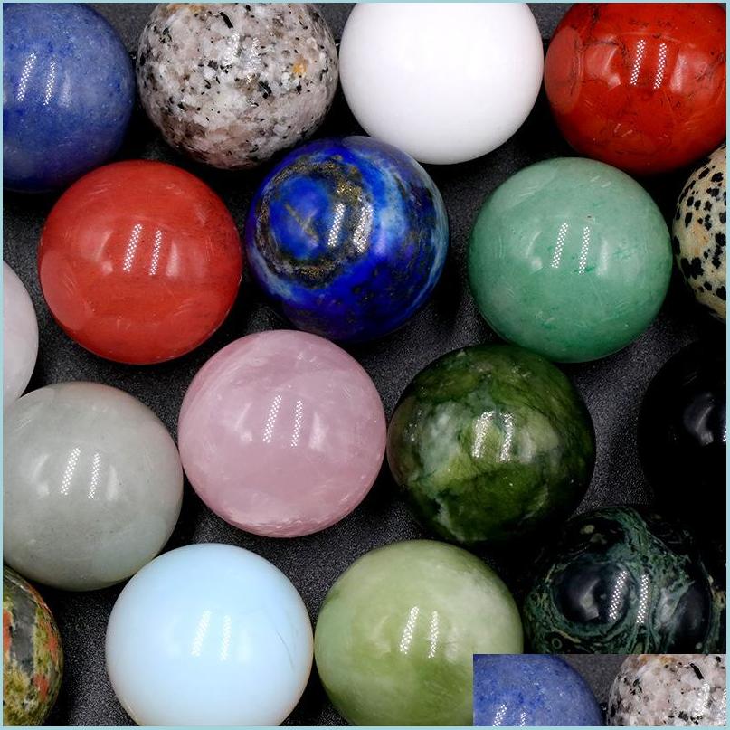 

Stone 30Mm Polished Loose Reiki Healing Chakra Natural Stone Ball Bead Palm Quartz Mineral Crystals Tumbled Gemstones Hand Piece Home Dhwua