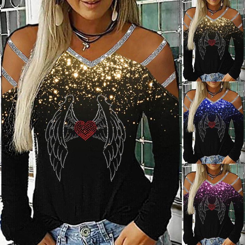 

Women' T Shirts Long Women' Strapless Sleeve Top Printed Hollow V-neck Shirt Casual Plus Size Woman Blouse Outfits For Women, Pink