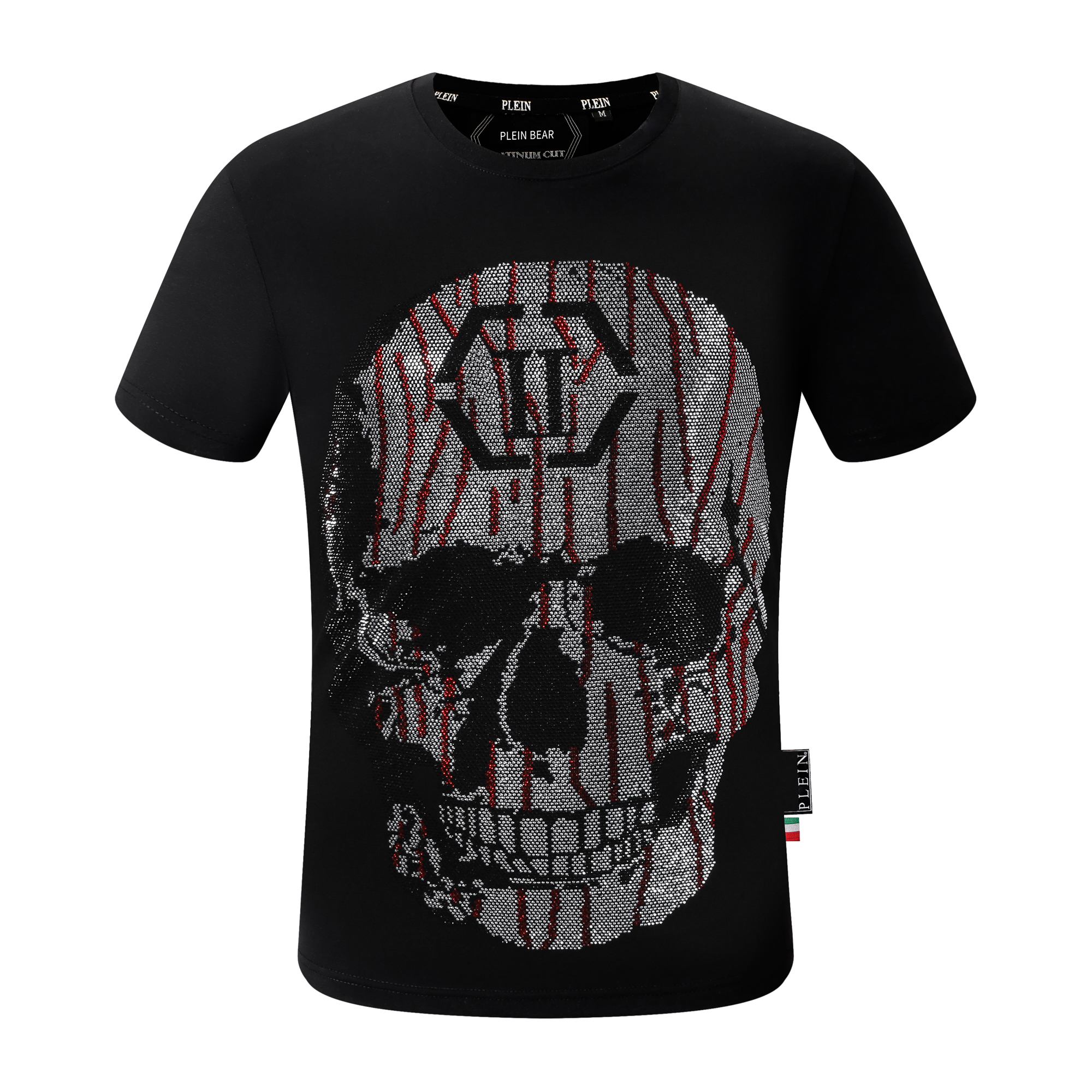 

PLEIN BEAR T SHIRT Mens Designer Tshirts Brand Clothing Rhinestone PP Skull Men T-SHIRT ROUND NECK SS STONES Classical Hip Hop Streetwear Tshirt Top Tees PB 160667, Black