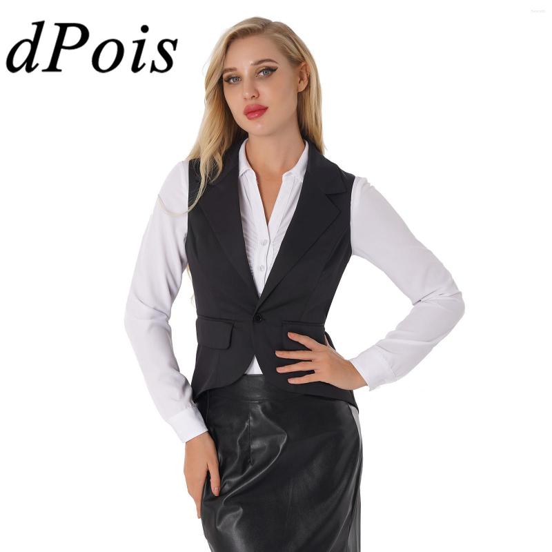 

Women' Vests Fashion Womens Waistcoat Elegant OL Style One Button Sleeveless Vest Femme Office Ladies Work Wear Female Business Suis, Black