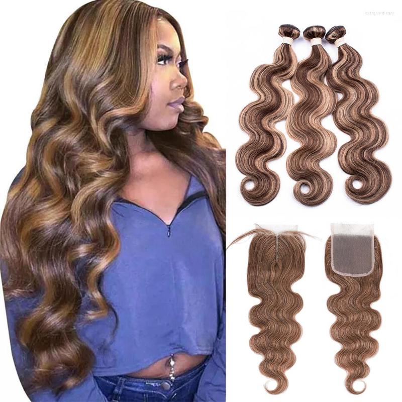 

Human Hair Bulks Highlight Malaysian Body Wave Lace Frontal Closure With Bundles HD Remy Extension